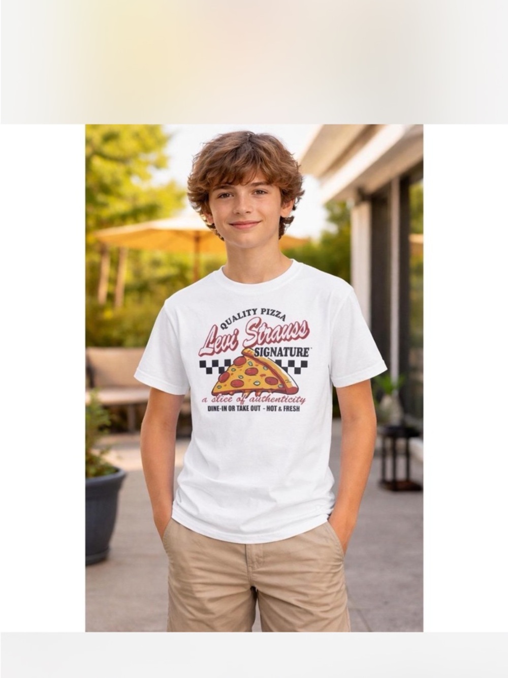 Levi's White Kids' Pizza Slice Graphic Tee- 14/16-NWT